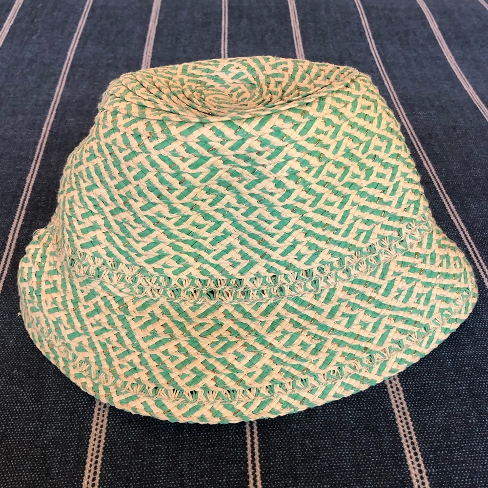 August Hats Green, Ivory Gold Lurex Paper Straw Sun Hat